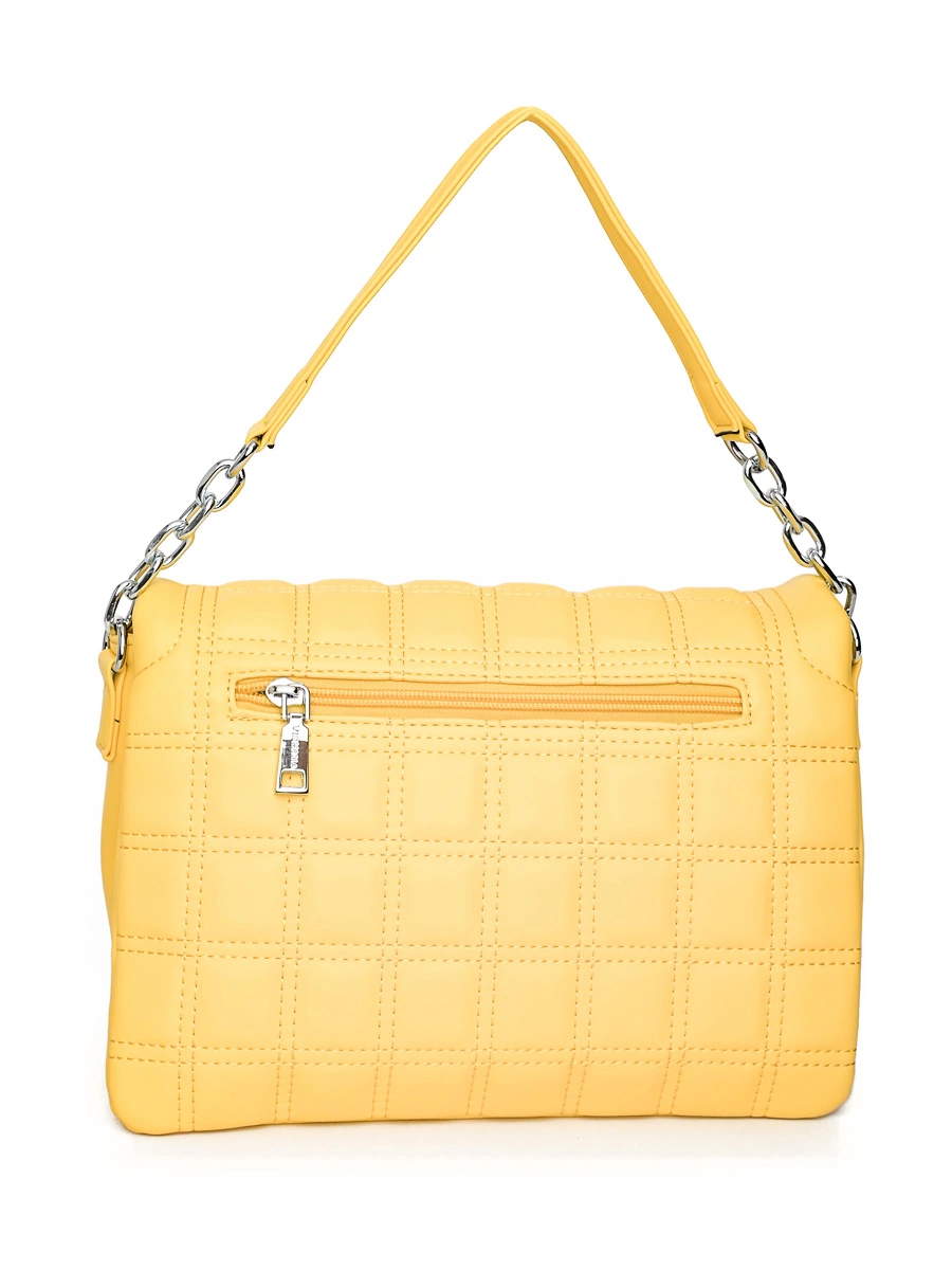 Желтая сумка кроссбоди с декоративной строчкой
